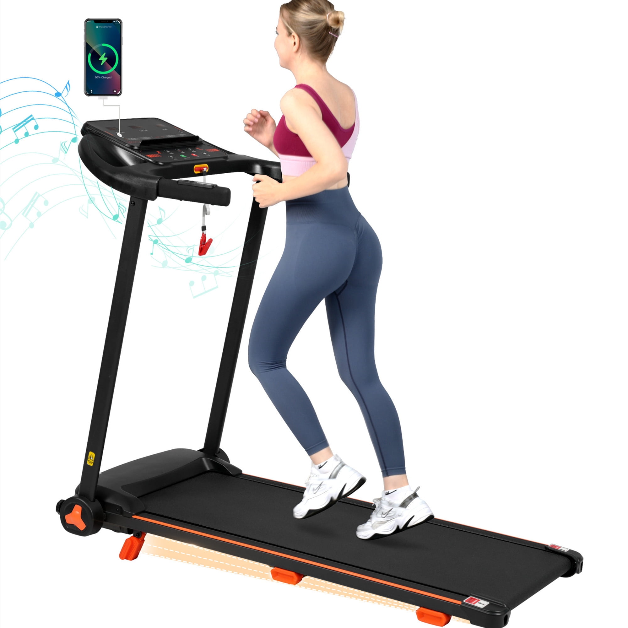 Aukfa Electric Treadmill with Incline, USB Charge, 300 lb Capacity 7.5 mph Max Speed for Home Office