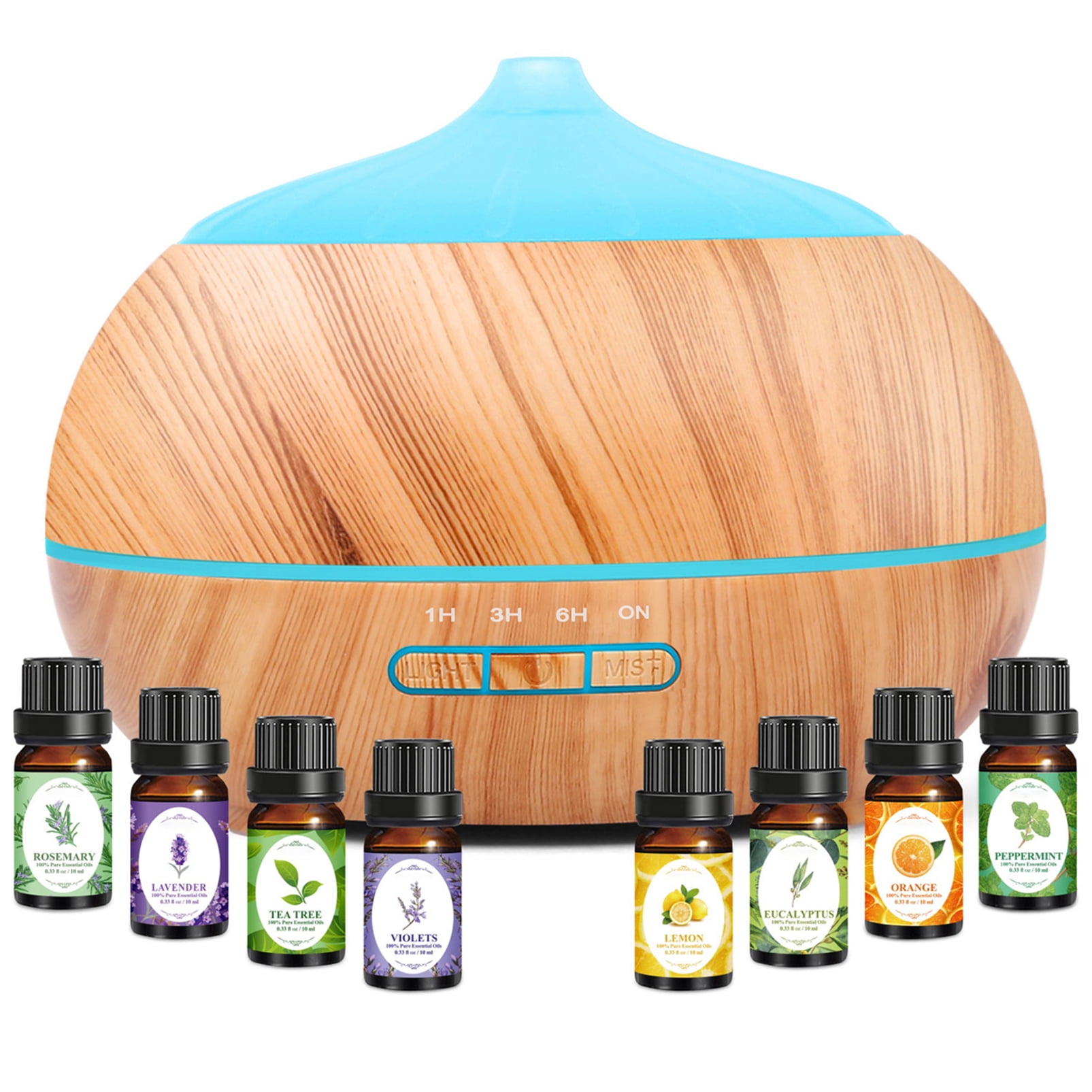 Aukfa Essential Oils diffusers set,500ml Wood Grain Ultrasonic Aroma