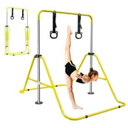 Aukfa Expandable Gymnastic Bars,Adjustable Height Gymnastic Horizontal Bars for Kids, Folding Training Bars,Yellow