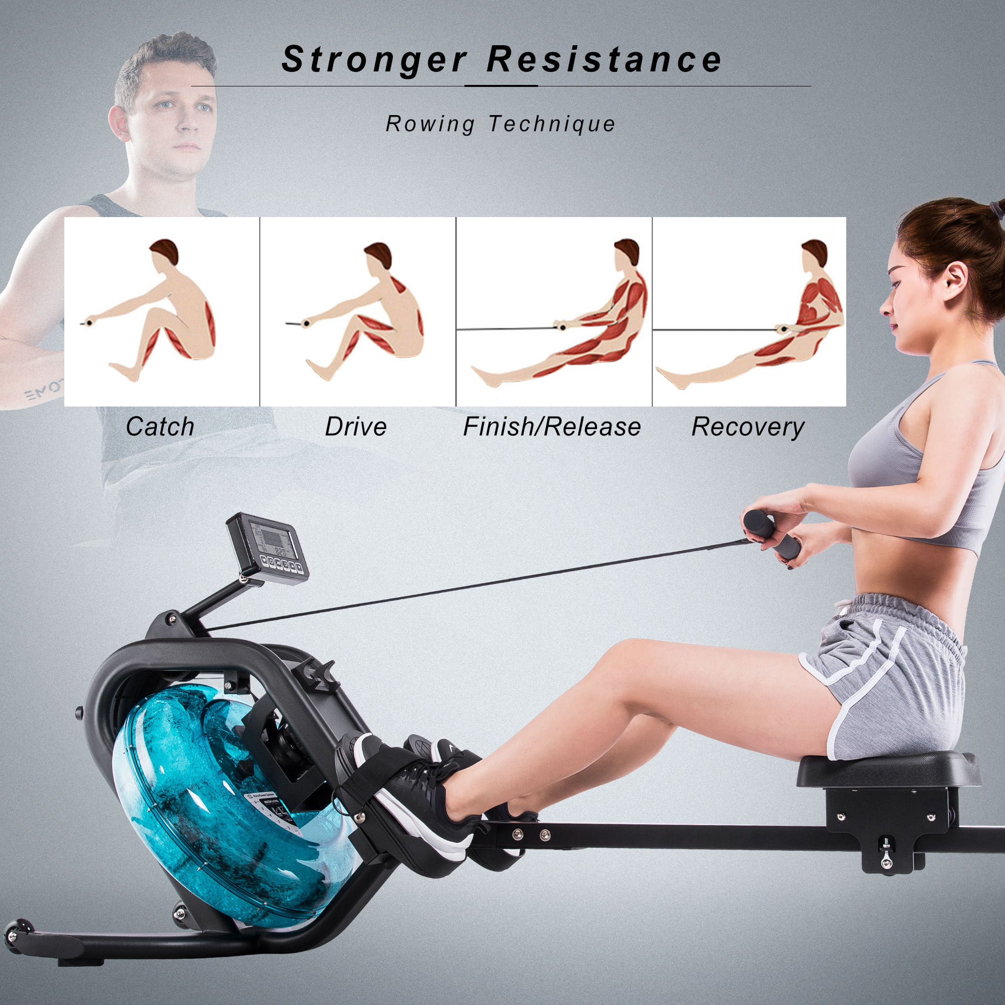 Aukfa Fitness Exercise Rowing Machine for Home Use, 330 Lbs