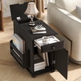 thumbnail image 1 of Aukfa Flip Top End Table with USB Ports, Power Outlets, Drawer, and Cup Holders - Compact Side Table with Bookshelf for Living Room, Bedroom, or Small Spaces - Espresso, 1 of 8