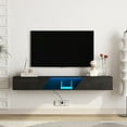 thumbnail image 1 of Aukfa Floating TV Stand Wall Mounted for TVs up to 75" with LED Light APP Control & Power Outlet,Black, 1 of 7
