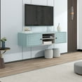 thumbnail image 1 of Aukfa Floating TV Stand for TVs up to 60" - Wall Mounted TV Shelf with Cabinets - Blue, 1 of 8