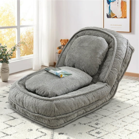 Aukfa Fold Lazy Sofa Bed,Floor Chair Small Couch with 5 Adjustable for Living Room, Gray
