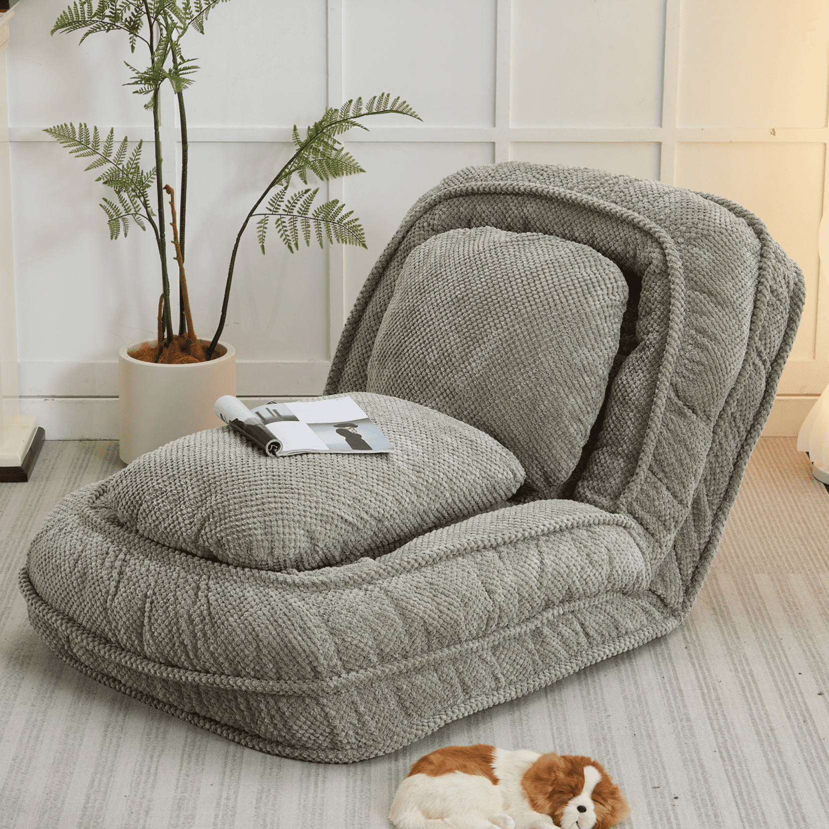 Aukfa Fold Lazy Sofa Bed,Floor Chair Small Couch with 5&nbsp;Adjustable for Living Room, Green