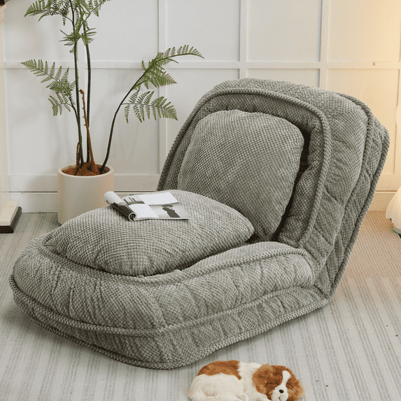 Aukfa Fold Lazy Sofa Bed,Floor Chair Small Couch with 5 Adjustable for Living Room, Green