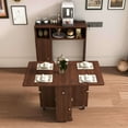 thumbnail image 1 of Aukfa Folding Dining Table for 4, Kitchen Extendable Table with Wall-Mounted Sideboard & Power Outlet for Small Apartments,Walnut, 1 of 9