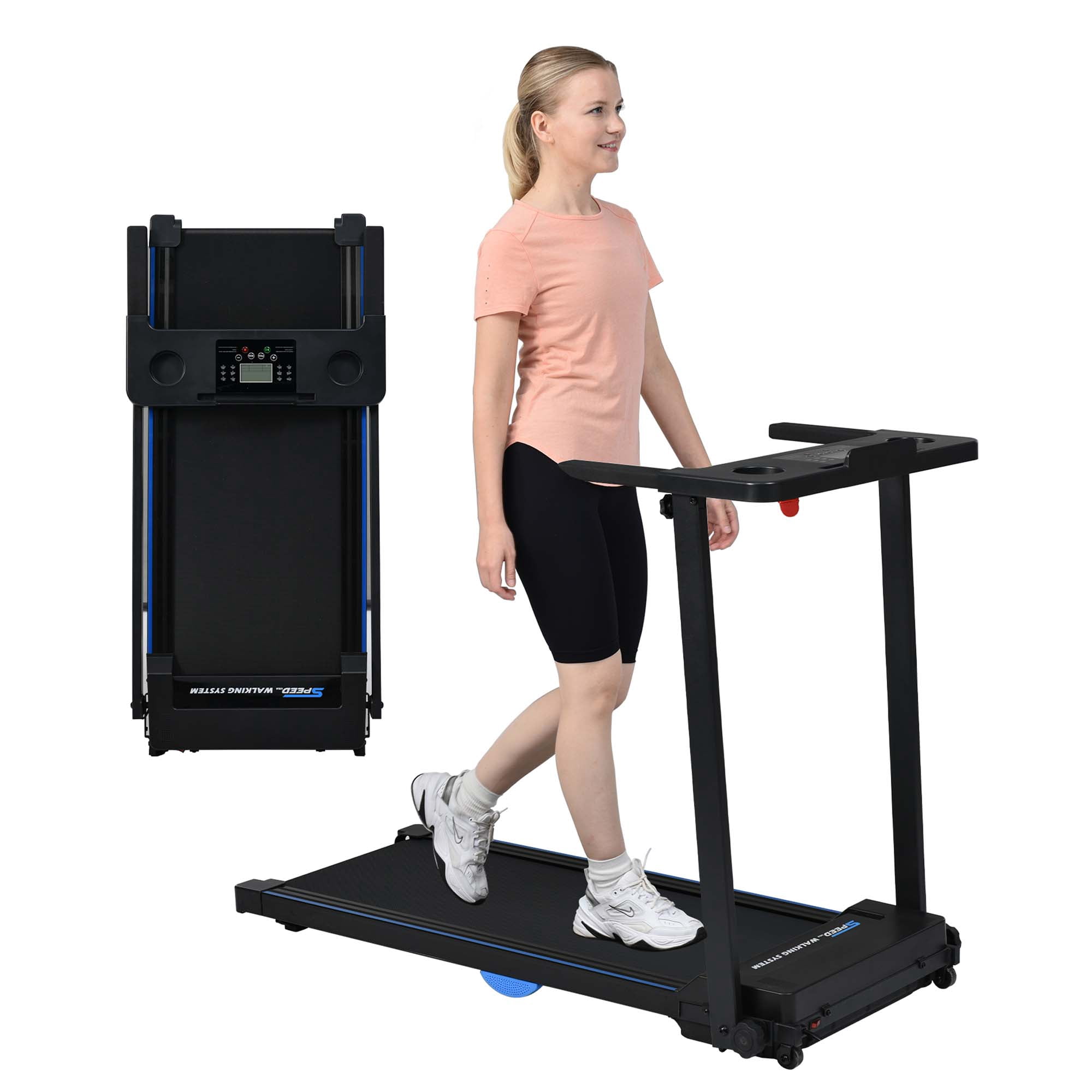 Aukfa Folding Treadmill, 2.5HP Compact Walking Treadmill with LCD Display, 265LB Capacity for Home Office