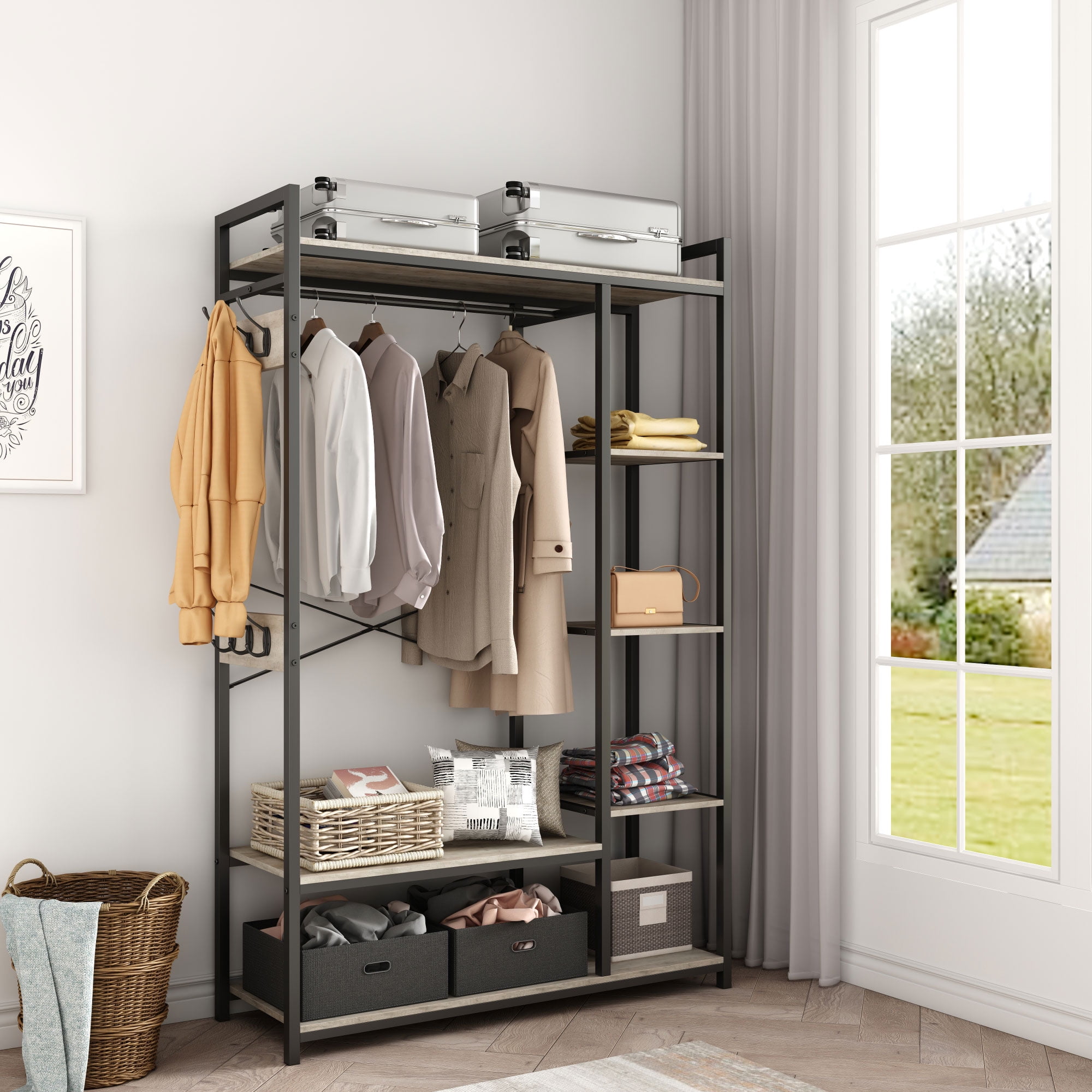 https://i5.walmartimages.com/seo/Aukfa-Freestanding-Clothes-Rack-with-Storage-and-Hanging-Rod-Grey_69ca1bc9-4abb-4917-b5be-06c3c0052b7b.e0a254c81952e6d2bca15a21a0f185cc.jpeg