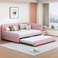 thumbnail image 1 of Aukfa Full Size Daybed with Trundle Bed, Upholstered Sofa Bed Frame, Pink, 1 of 8