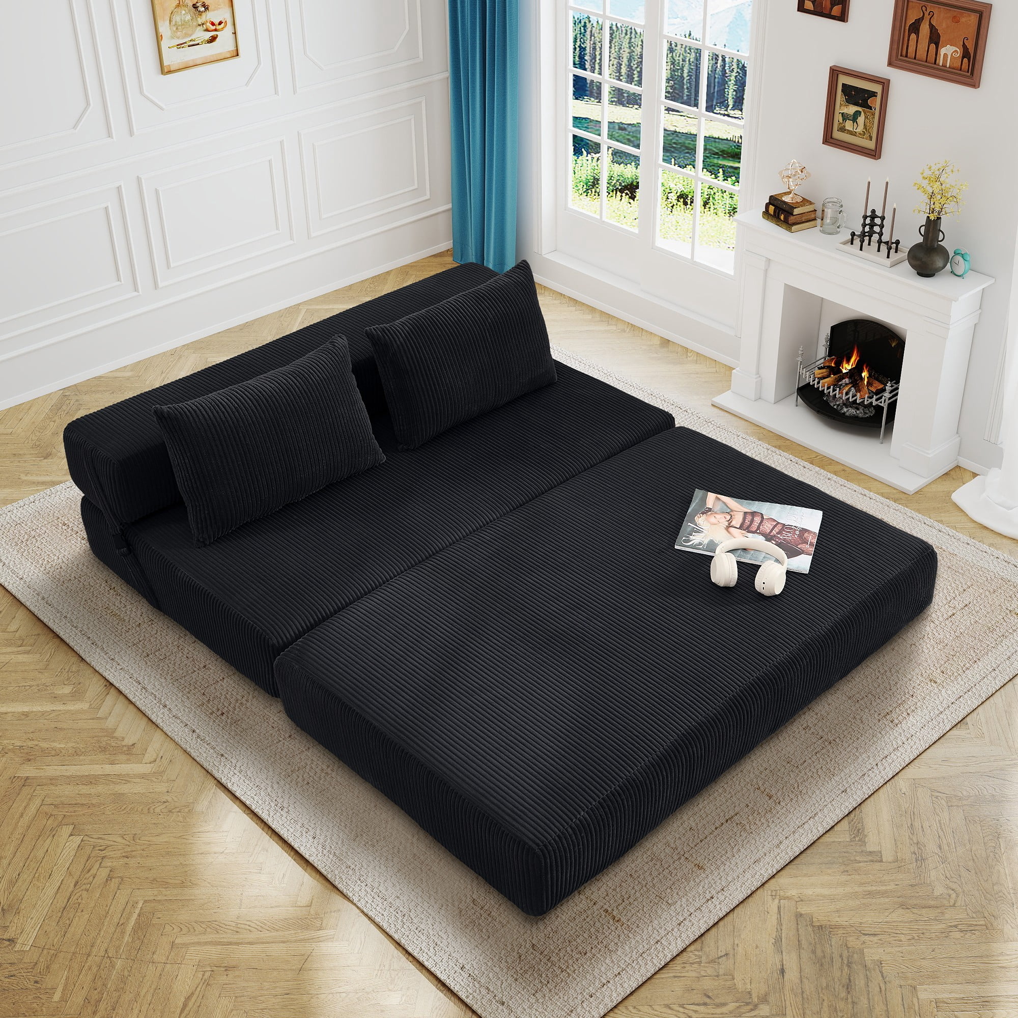 Aukfa Full Size Folding Sofa Bed, Loveseat Sleeper, Corduroy
