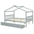 thumbnail image 1 of Aukfa Full Size House Bed with Two Storage Drawers for Kids, Solid Wood Montessori Bed Frame, Gray, 1 of 7