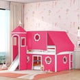 thumbnail image 1 of Aukfa Full Size Loft Bed with Slide - Princess Castle Bed with Tent and Tower for Kids Girls - Pink, 1 of 8