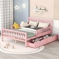 thumbnail image 1 of Aukfa Full Size Platform Bed with Storage Drawers and Safe Rails, Wood Bed Frame, Pink, 1 of 8