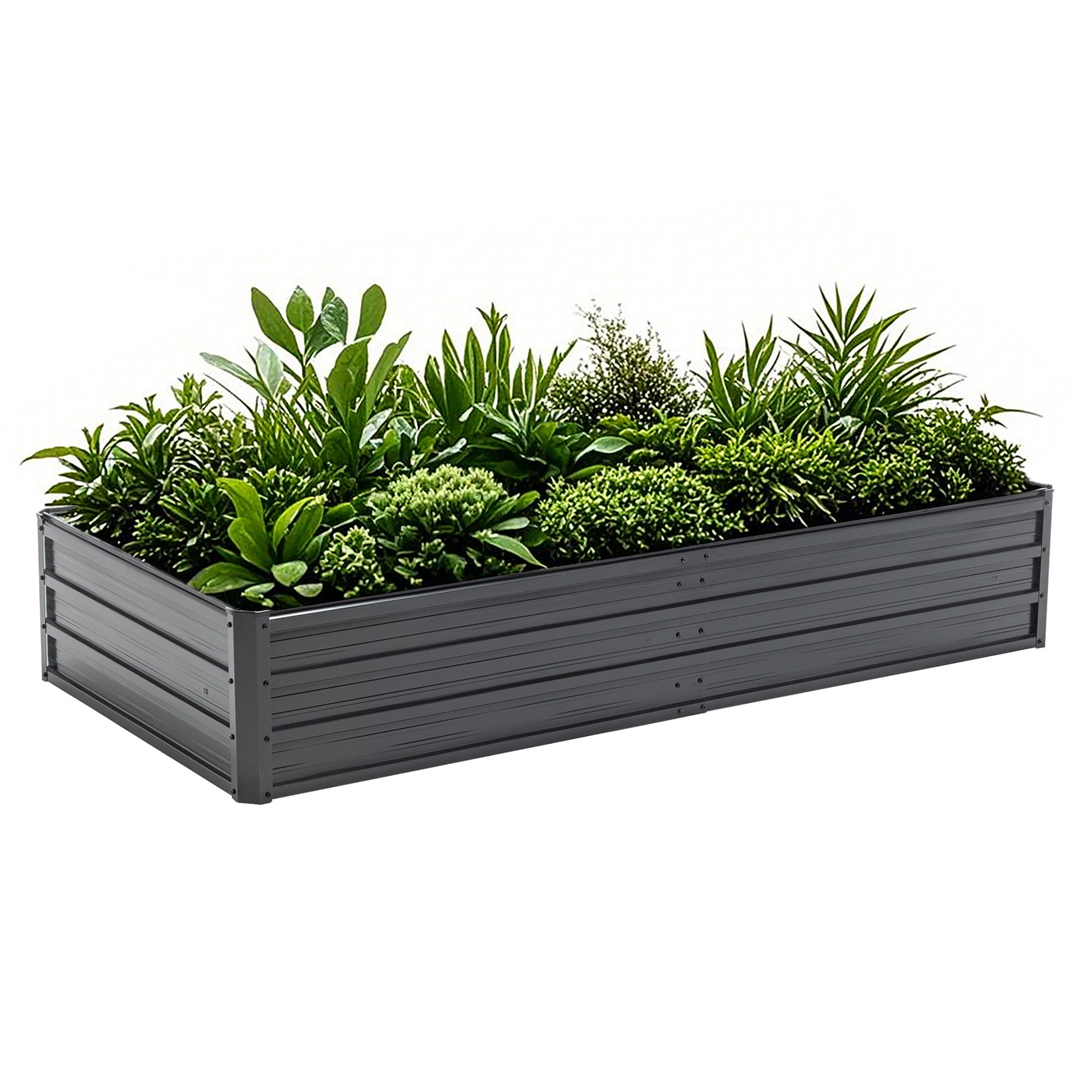 Aukfa Galvanized Raised Garden Bed Outdoor, Metal Planter Box for Vegetables/Flowers/Herbs, 6x3x1FT, Black