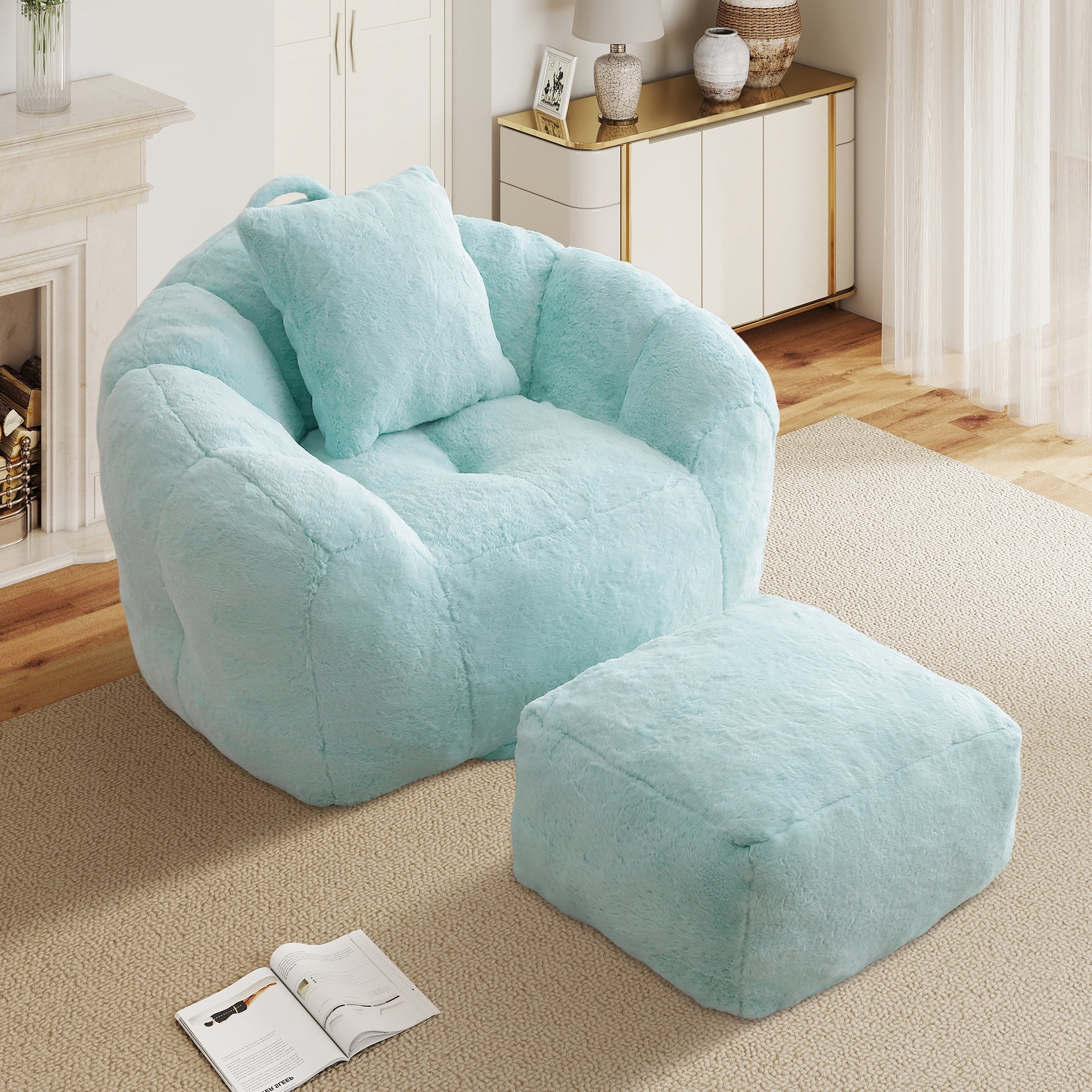 Aukfa Giant Bean Bag Chair,Lounge Chair Floor Lazy Sofa Bed with