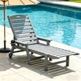 thumbnail image 1 of Aukfa HDPE Outdoor Patio Chaise Lounge Chair w/ Cup Holder&Wheels, 360 LBS Capacity, Black, 1 of 9