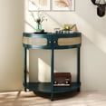 thumbnail image 1 of Aukfa Half Moon Console Table with Rattan Storage Cabinet,Side Table Sofa Table for Living Room, Hallway,Antique Green, 1 of 7