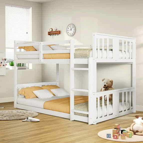 Aukfa Heavy Duty Twin over Twin Bunk Bed, Convertible Into Two Beds for Kids Teens, White
