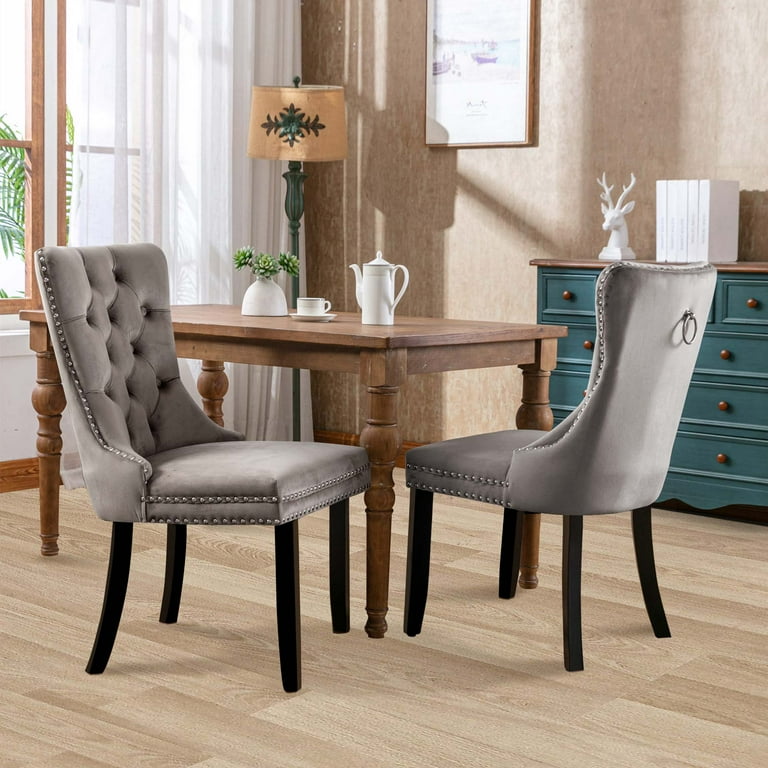 Aukfa High End Upholstered Dining Chairs Set of 2 Modern Tufted