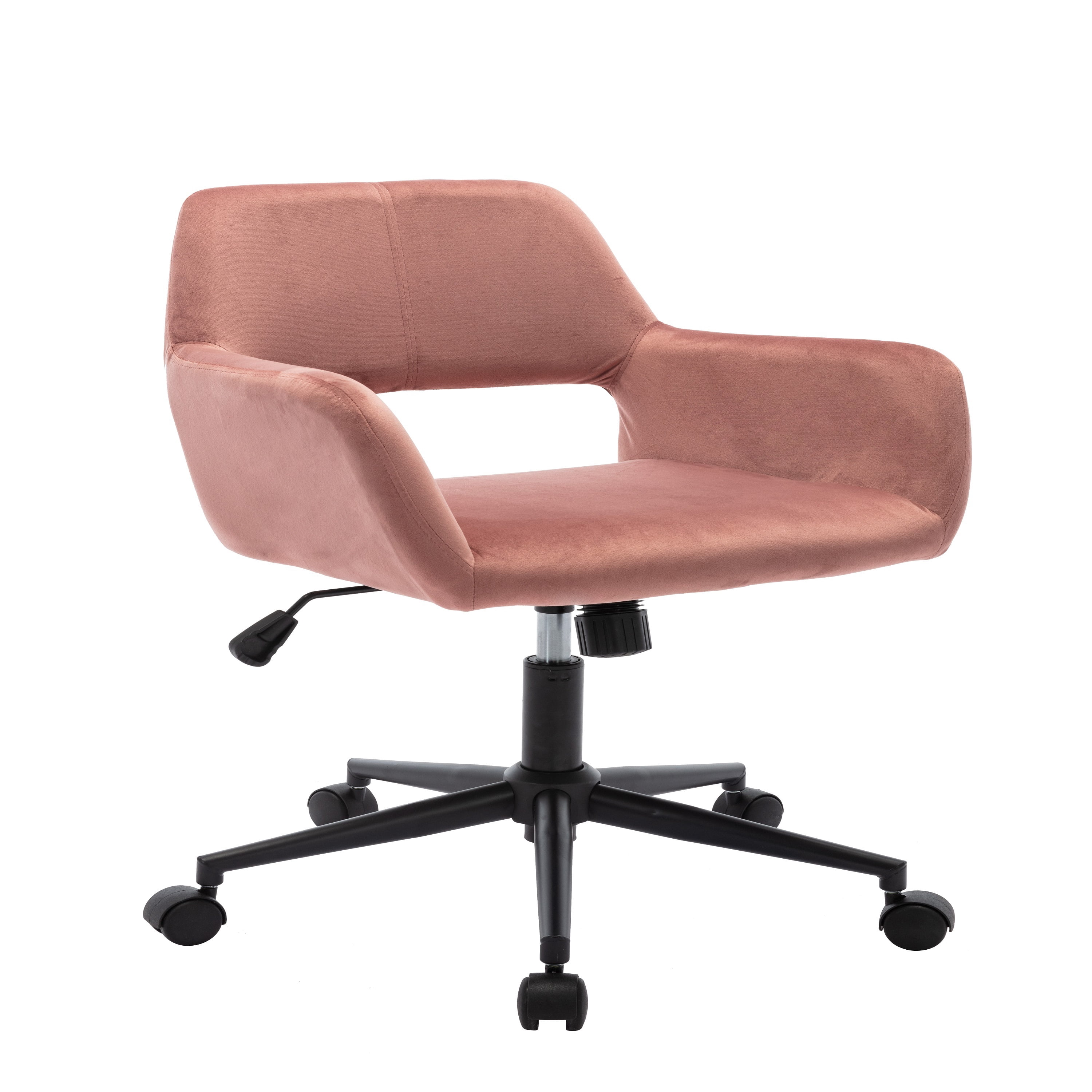 Aukfa Hollow Back Velvet Office Chair With Upholstered,360°Computer Chairs,Swivel Makeup Chair For Girls Women,Modern Design Task Chair With High Adjustable,Cute Chairs For Bedroom Desk,Pink