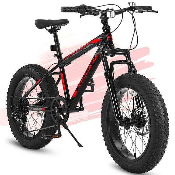 Aukfa 20" Kids Mountain Bike,7 Speed Teenager Children Kids' Bicycles,Red