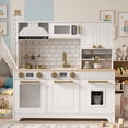 thumbnail image 1 of Aukfa Kids Play Kitchen Playset, Wooden Toddler Kitchen with Pretend Ice Maker & Capsule Coffee Maker for Kids Girls Boys, White Gray, 1 of 6