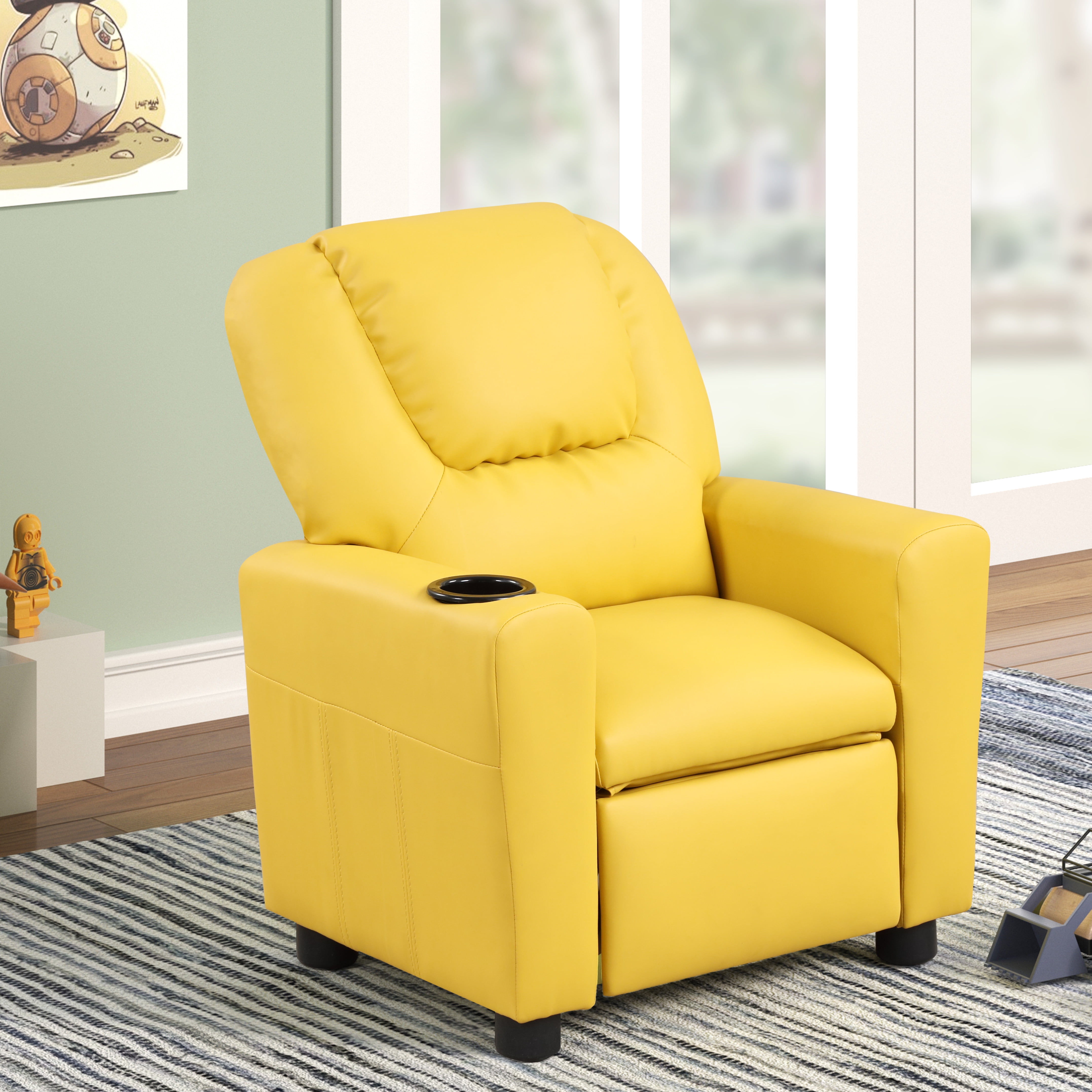 Yellow leather recliner chair discount