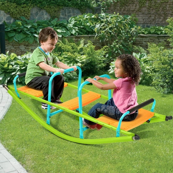 Aukfa Kids Seesaw Teeter Totter, 3-Person Playground Equipment, Rocking Fun for Boys Girls Age 3-10