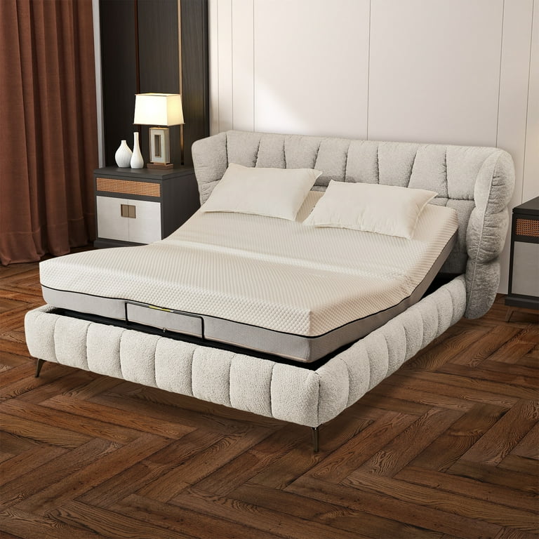king-yo YLIME SMOOTH WHITE KING BED WITH LED FULLY SLATTED - Global