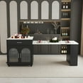 thumbnail image 1 of Aukfa Kitchen Islands with Extendable Dining Table,Mobile Retractable Kitchen Table with Power Outlets & USB Ports for Kitchen, Breakfast Bar,Black, 1 of 9