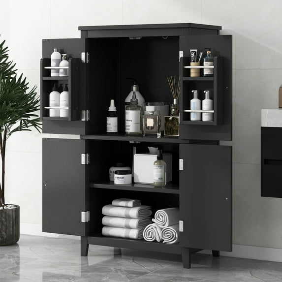 Aukfa Kitchen Pantry Cabinet,Tall Storage Cabinet for Bathroom,Living Room,Black