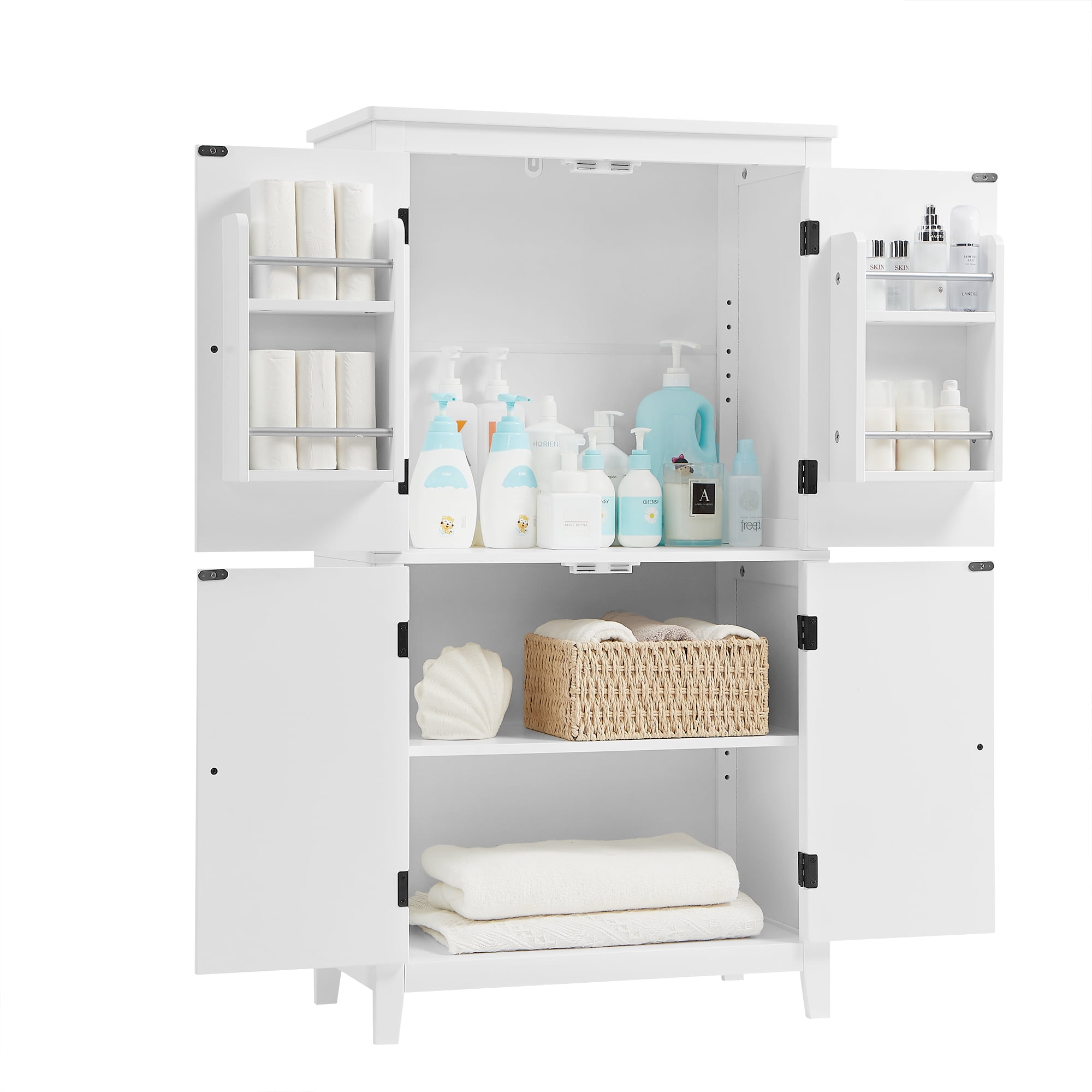 Aukfa Kitchen Pantry Cabinet,Tall Storage Cabinet for Bathroom, Living Room,White