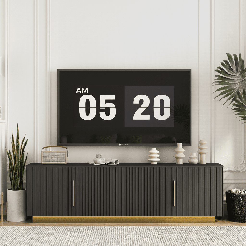 Aukfa LED TV Stand for TVs up to 75",Modern TV Cabinet Entertainment Center W/16-Color Lights for Living Room & Bedroom,Black