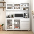 thumbnail image 1 of Aukfa Large Kitchen Hutch Cabinet, Pantry Cabinets w/ 4 Doors & Microwave Shelf, White, 1 of 8