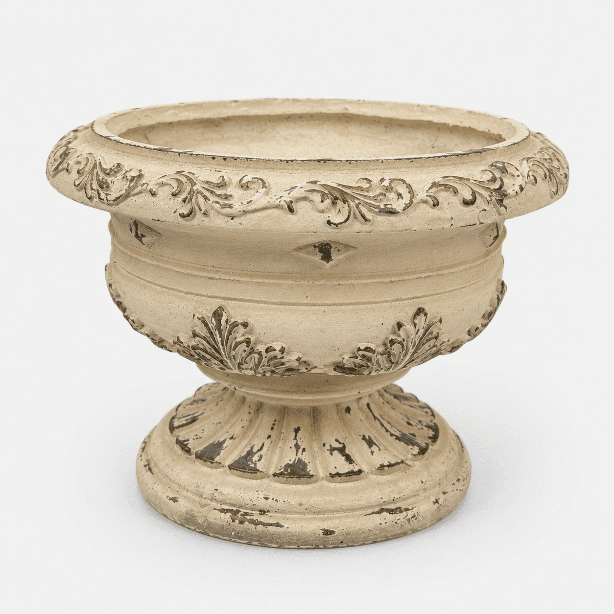 Aukfa Large MGO Garden Urn Planter, Outdoor Tall Decorative Stone-Look Flower Pot with Drainage Hole & Weather-Resistant, White
