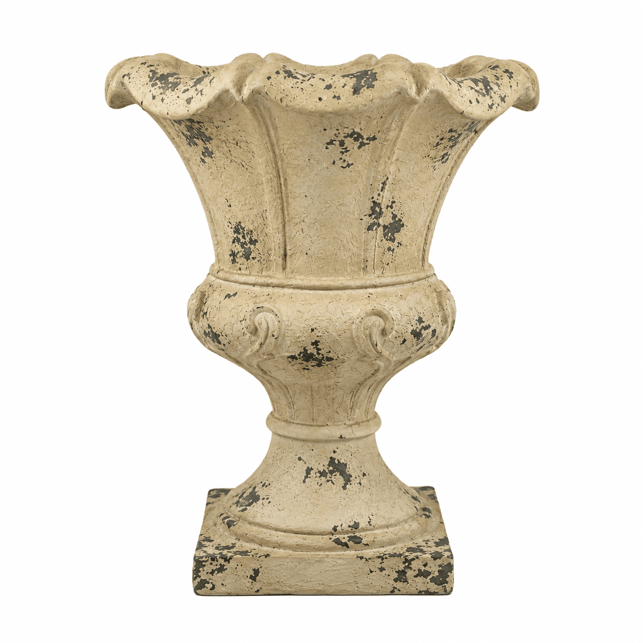 Aukfa Large MGO Garden Urn Planter, Outdoor Tall Decorative Stone-Look Flower Pot with Drainage Hole & Weather-Resistant, White