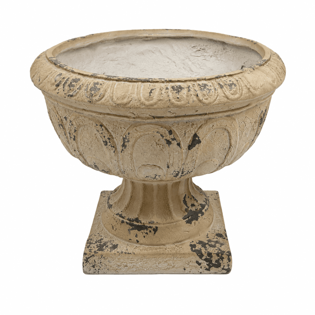 Aukfa Large MGO Garden Urn Planter, Outdoor Tall Decorative Stone-Look Flower Pot with Drainage Hole & Weather-Resistant, White