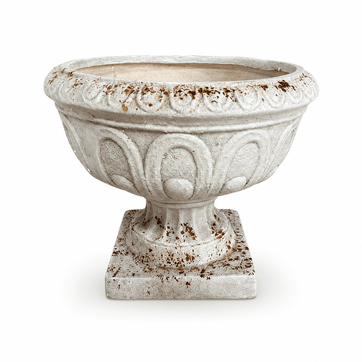 Aukfa Large MGO Garden Urn Planter, Outdoor Tall Decorative Stone-Look Flower Pot with Drainage Hole & Weather-Resistant, White