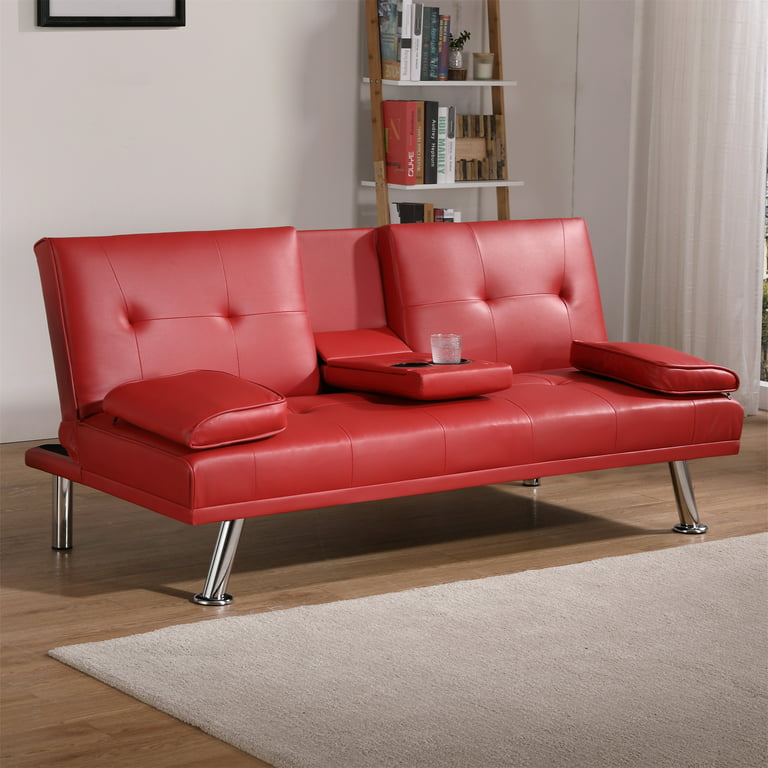 Aukfa Leather Futon Convertible Sofa