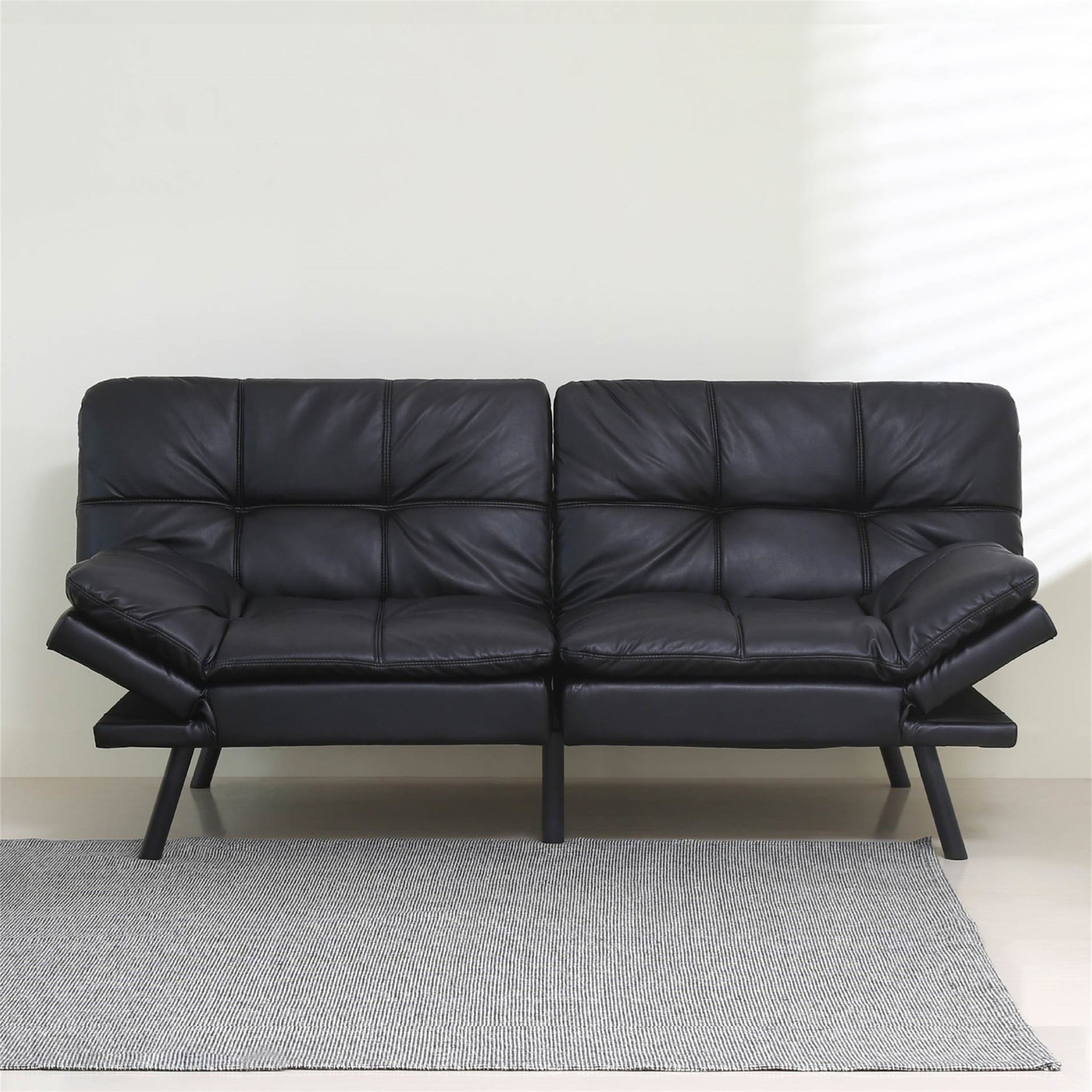 Aukfa Leather Futon Convertible Sofa Bed for Home Office, Foldable