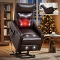 thumbnail image 1 of Aukfa Leather Power Lift Recliner Chair for Elderly, Single Motor Electric Chair with Massage, Heat & USB Charging Port, Dark Brown, 1 of 8