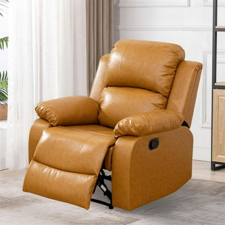Aukfa Leather Recliner Chair Overstuffed Armchair, Ginger