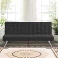 thumbnail image 1 of Aukfa Linen Futon Convertible Sofa for Home Office, Split Back, Space Save, Black, 1 of 10
