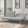 thumbnail image 1 of Aukfa Linen Futon Convertible Sofa for Home Office, Tufted Back, Space Save, Gray, 1 of 10