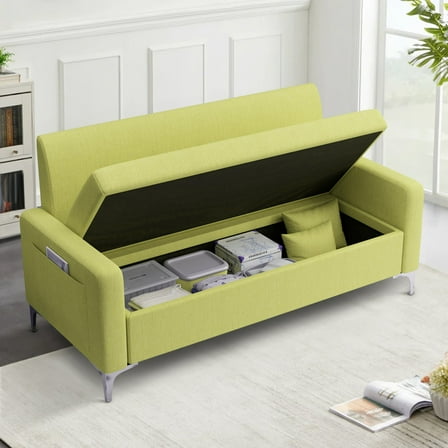 Aukfa Loveseat Sofa Couch with Storage Underneath, Small Couch for Bedroom, Living Room, Dorm, Green