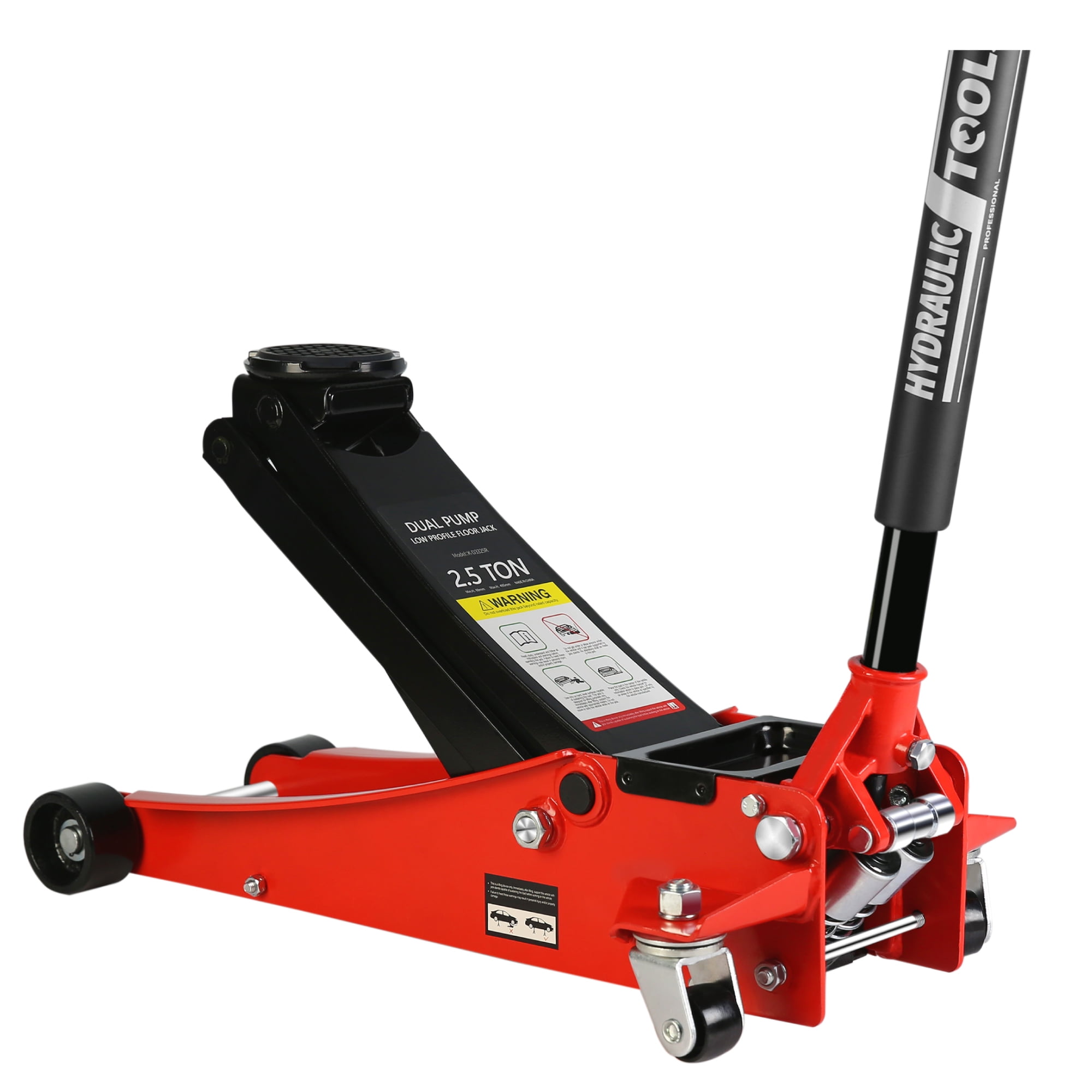 Aukfa Low Profile Floor Jack 2.5 Ton with Dual Piston Quick Lift Pump,Floor Jack Lifting Range 3.5"-19.5",Red