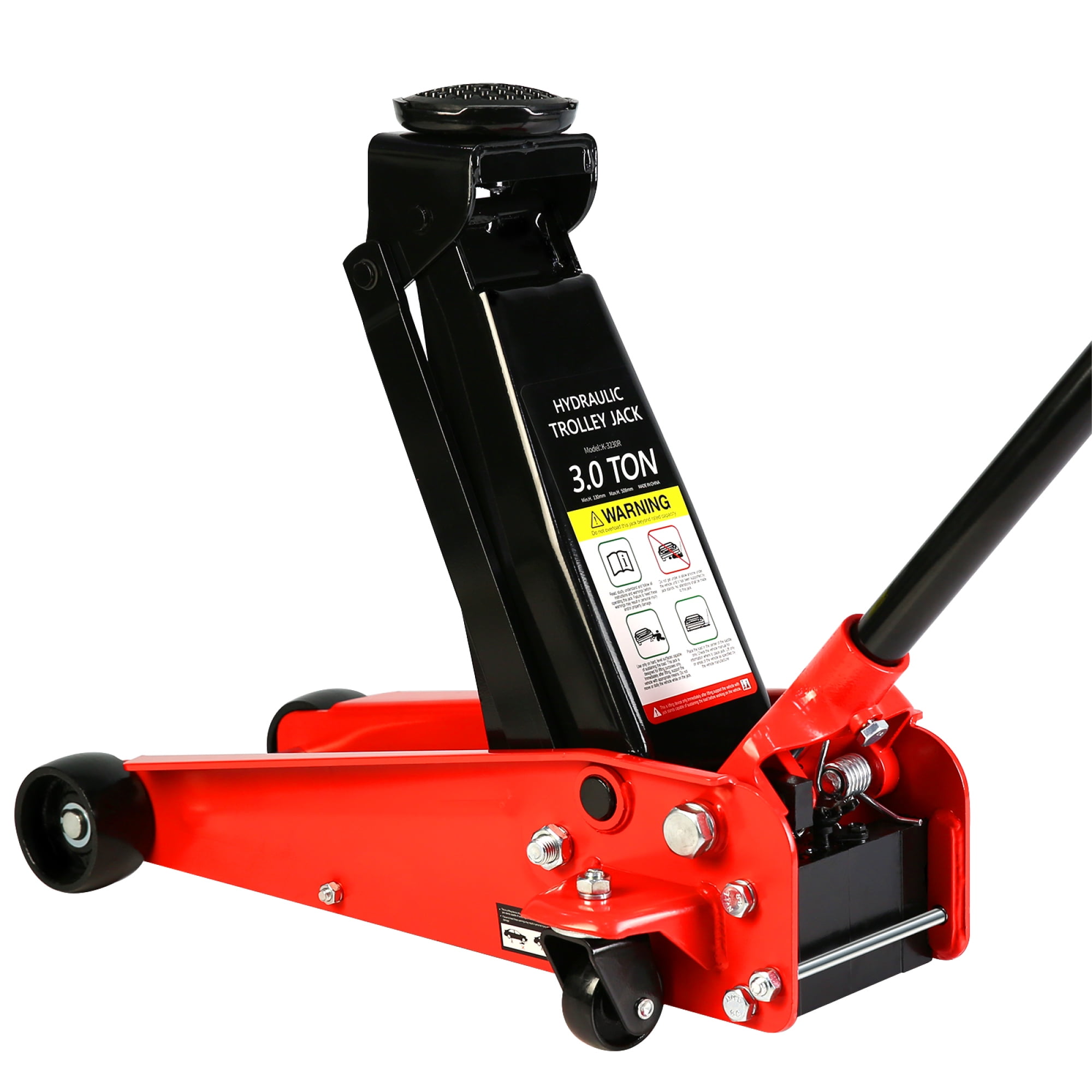 Aukfa Low Profile Floor Jack 3 Ton with Single Piston Quick Lift Pump,Floor Jack Lifting Range 5.1"-20",Red