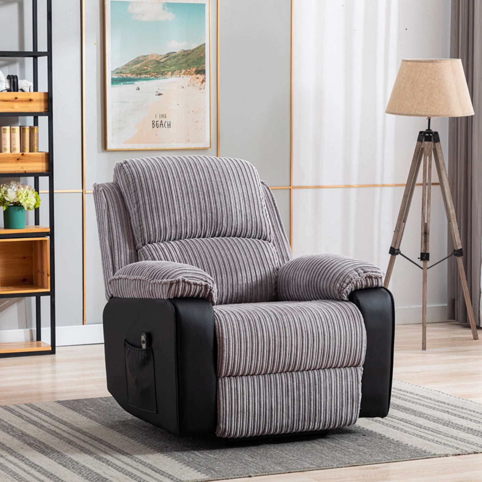 Aukfa Manual Recliner Chair, Overstuffed Lift Reclining Chair for