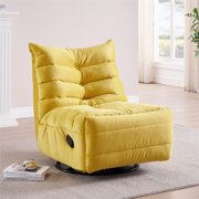 Aukfa 360° Swivel Rocker Recliner Chair Upholstered Plush Sofa for Living Room, Velvet, Yellow